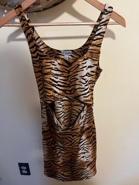 J for Justify Tiger Print Mini Dress in Brown & Black